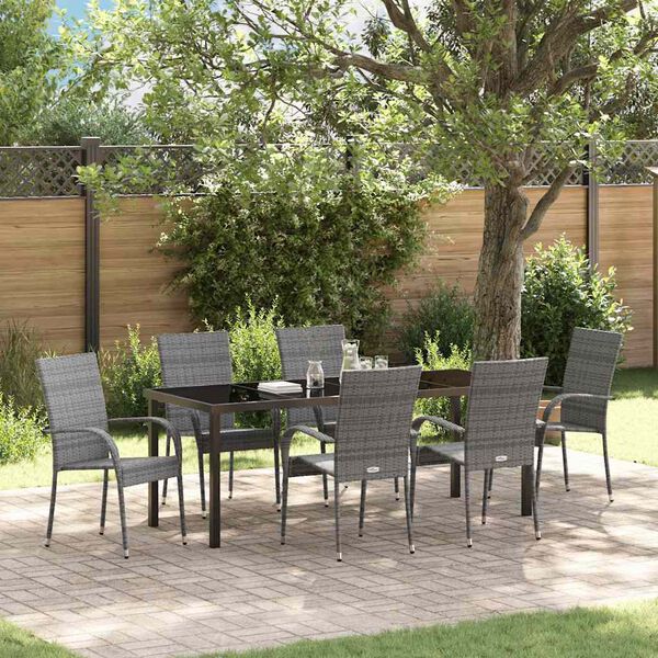 vidaXL Set da Pranzo per Giardino 7 pcs Grigio