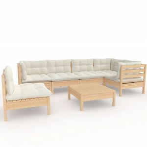 vidaxL Set Salotto da Giardino 7pz con Cuscini Crema in Legno di Pino