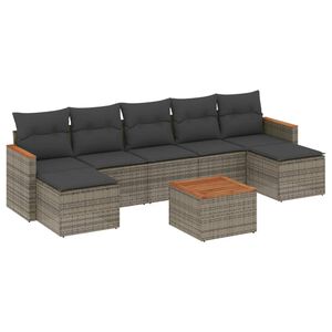 vidaXL Set Divano da Giardino 8 pz con Cuscini Grigio in Polyrattan