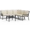vidaXL Set Salotto da Giardino 6pz con Cuscini Sabbia in Acciaio
