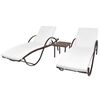 vidaXL Lettini Prendisole 2 pz con Tavolo in Polyrattan Marrone