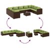 vidaXL Set Divani da Giardino 10 pz con Cuscini in Polyrattan Marrone