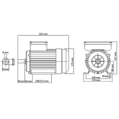 vidaXL Motore Elettrico Monofase Alluminio 1,5kW/2HP 2 Poli 2800 RPM
