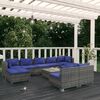 vidaXL Set Divani da Giardino 10 pz con Cuscini in Polyrattan Grigio