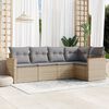 vidaXL Set Divano da Giardino 5 pz con Cuscini Beige in Polyrattan