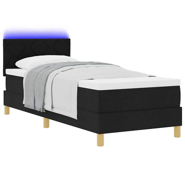 vidaXL Letto a Sorgente LED con materasso Nero 80 x 200 cm Tessuto