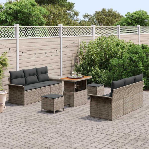 vidaXL Set Divano da Giardino con cuscino con cuscino 9 pcs Grigio