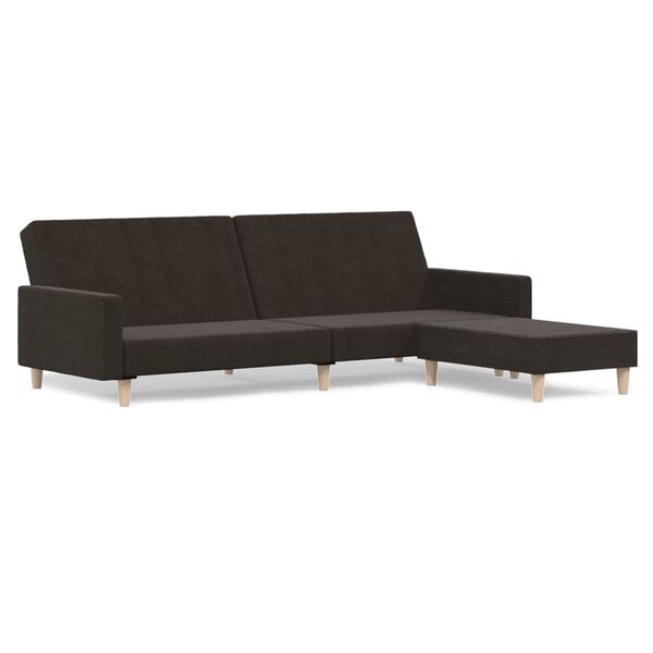 vidaXL Divano Letto a 2 Posti con Poggiapiedi Marrone Scuro in Tessuto