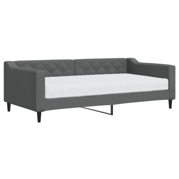 vidaXL Divano Letto con Materasso Grigio Scuro 90x190 cm in Tessuto