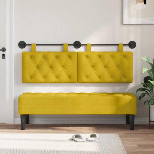 vidaXL Testata appesa Giallo 150 x 55 x 7 cm Velluto