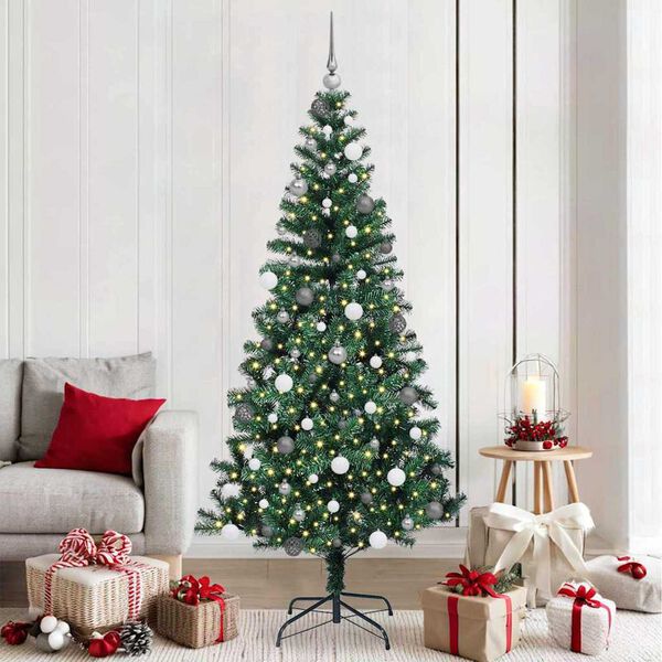 vidaXL Albero di Natale artificiale con luci integrate Verde 210 cm