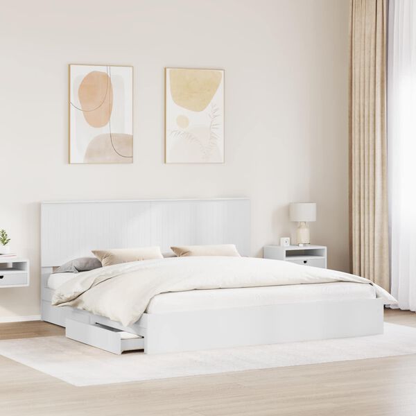 vidaXL Letto con Contenitore Bianco 200 x 200 cm Legno multistrato