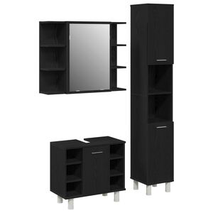 vidaXL Set di mobili per il bagno 3 pcs Nero 30 x 30 x 179,5 cm
