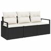 vidaXL Set di divani 3 pcs Nero polyrattan