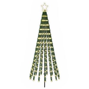 vidaXL Albero di Natale LED 180 cm 255 LED Bianco caldo Acciaio Nero