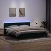 vidaXL Letto a Molle con Materasso e LED Verde Scuro 180x220 cm Velluto