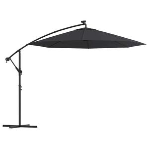 vidaXL Ombrellone a Sbalzo con LED e Palo in Acciaio 300 cm Nero