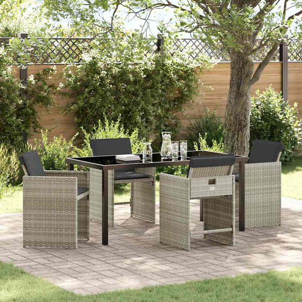 vidaXL Set da Pranzo per Giardino 5 pcs Grigio chiaro polyrattan