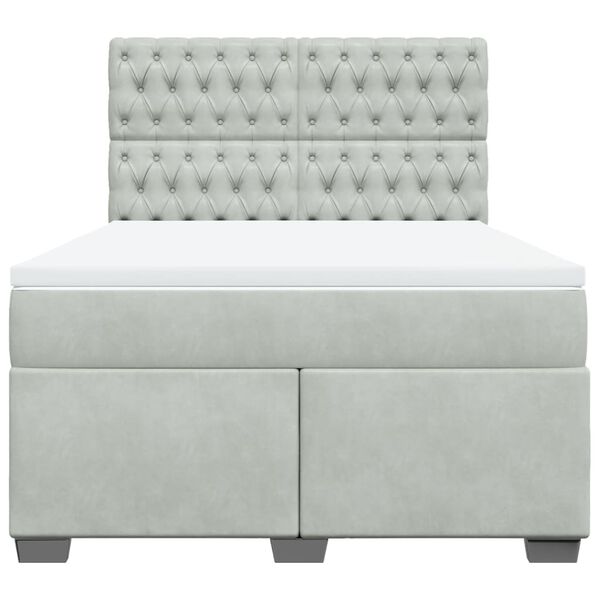 vidaXL Giroletto a Molle con Materasso Grigio Chiaro 140x190cm Velluto