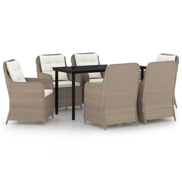 vidaXL Set da Pranzo da Giardino 7 pz Marrone