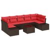 vidaXL Set Divano da Giardino con cuscino 8 pcs Marrone polyrattan