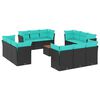 vidaXL Set Divani da Giardino 13pz con Cuscini Nero in Polyrattan