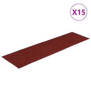 vidaXL Tappetini per scale autoadesivi 15 pz 76x20 cm Bordeaux Rosso Rettangolari