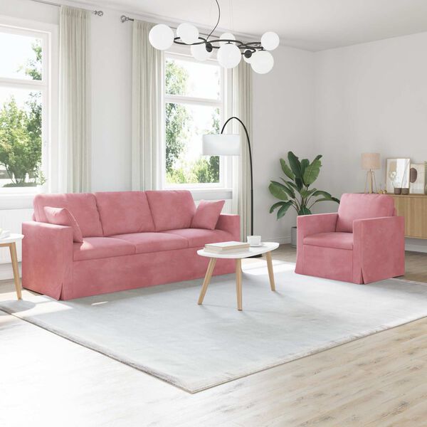 vidaXL Divano 2 pcs Rosa 198 x 78 x 80 cm Velluto