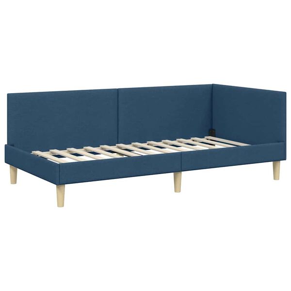 vidaXL Cornice del letto ad angolo Blu 90 cm x 200 cm Velluto