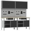 vidaXL Set banco da lavoro 8 pz Nero e Grigio 200 x 55 x 200 cm