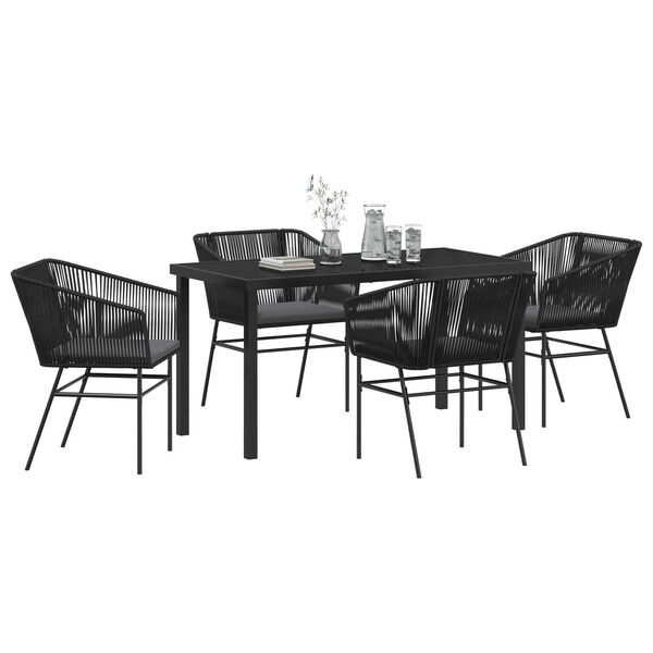 vidaXL Set da Pranzo per Giardino con cuscino 5 pcs Nero