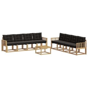 vidaXL Set di divani da esterno con cuscino 9 pcs Bianco e Nero