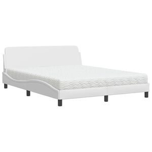 vidaXL Letto con Materasso Dover Bianco 160x200 cm in Similpelle