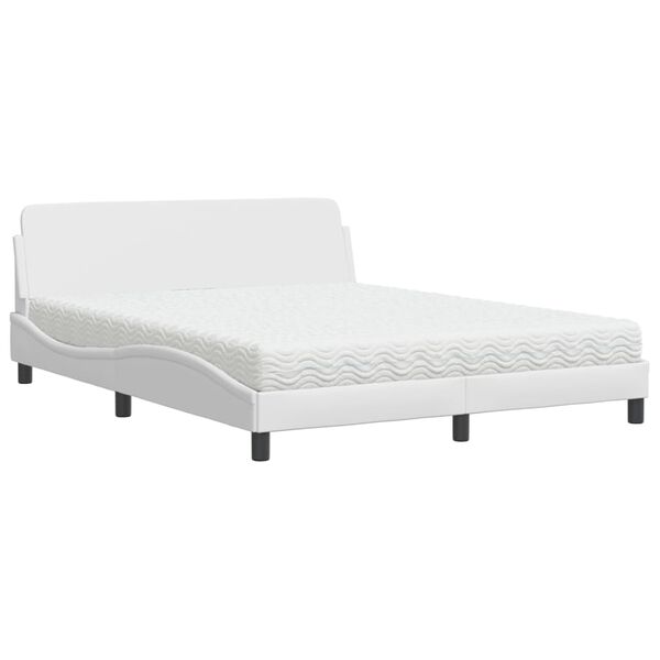 vidaXL Letto con Materasso Dover Bianco 160x200 cm in Similpelle
