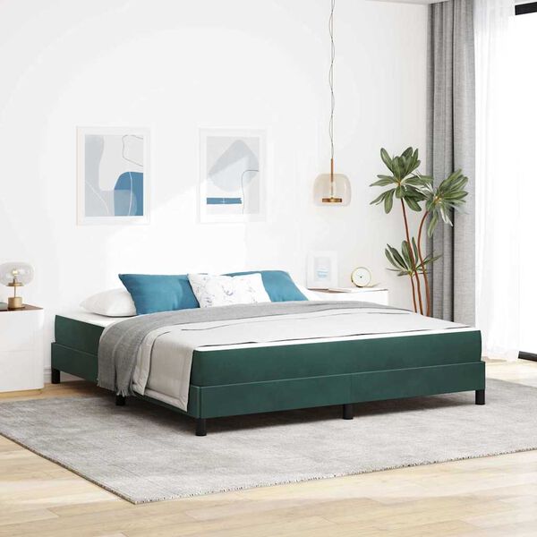 vidaXL Letto a molle con materasso Verde Scuro 180 x 220 cm Tessuto