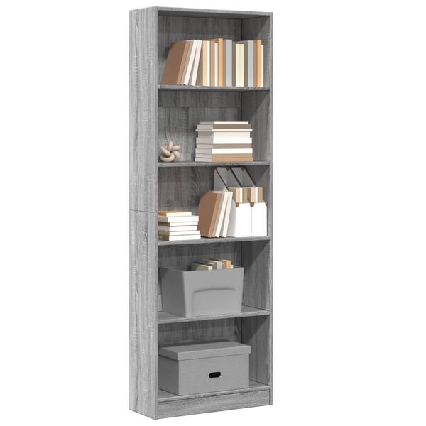 vidaXL Libreria Grigio Sonoma 60x24x176 cm in Legno Multistrato