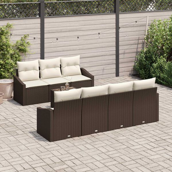vidaXL Set di divani con cuscino 8 pcs Marrone e Crema polyrattan