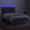 vidaXL Letto a Molle Materasso e LED Grigio Scuro 140x190cm in Tessuto