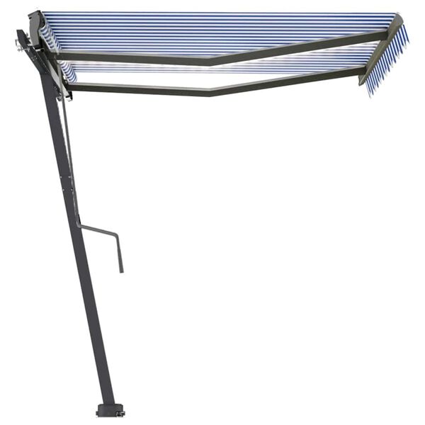 vidaXL Tenda da Sole Retrattile Manuale con LED 300x250cm Blu e Bianco