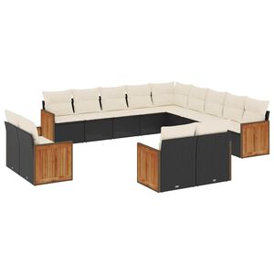 vidaXL Set Divani da Giardino 13pz con Cuscini Nero in Polyrattan