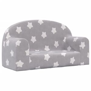 vidaXL Divano Bambini 2 Posti Grigio Chiaro con Stelle Morbido Peluche