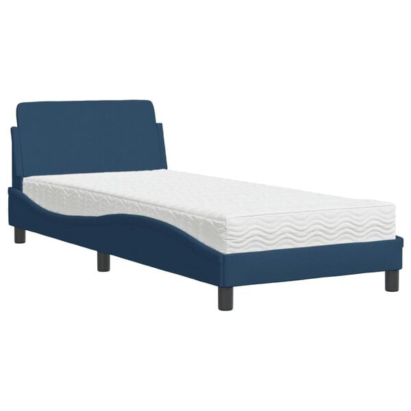 vidaXL Letto con Materasso Dover Blu 80x200 cm in Tessuto