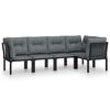 vidaXL Set Salotto da Giardino 5 pz Nero e Grigio in Polyrattan