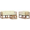 vidaXL Set di divani da esterno con cuscino 6 pcs Naturale e Crema