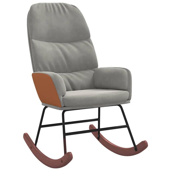 vidaXL Sedia a Dondolo Grigio Chiaro in Velluto