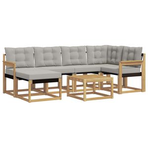 vidaXL Set di divani da esterno 7 pz Bianco e Grigio Chiaro