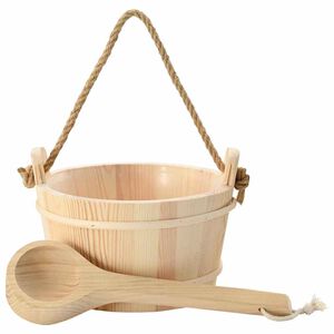 vidaXL Secchio per Sauna 2 pz Marrone Legno Massiccio di Pino e Canapa