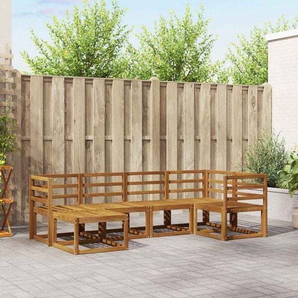 vidaXL Set di divani da esterno 6 pcs Grigio Naturale e Chiaro