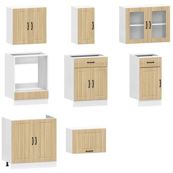 vidaXL Set Mobili da Cucina 8 pz Lucca Rovere Sonoma in Truciolato