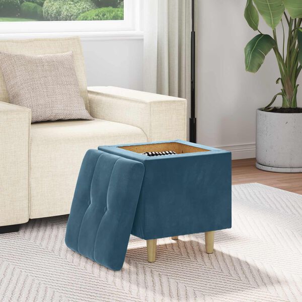 vidaXL Pouf contenitore con cuscino Blu 40 x 40 x 45 cm Velluto